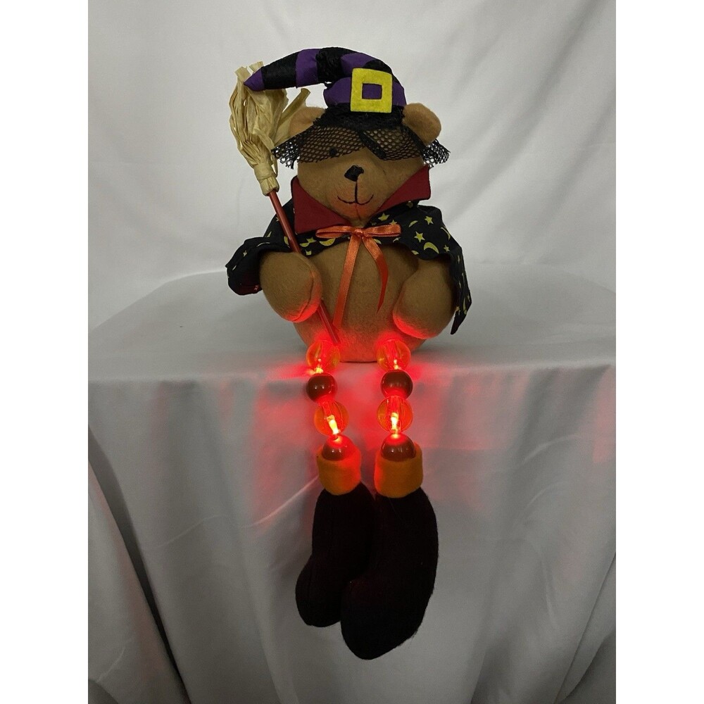 Halloween Mini Sitters Witch Bear Light Up Dangle Legs Shelf Sitter NIB Avon ‘08
